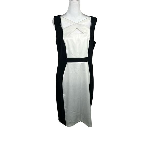 Connected Apparel Black White Sheath Sleeveless Dress 12 Business Casual Classic - Picture 1 of 4